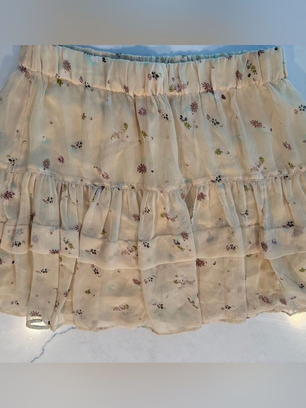 Free people Floral Tiered Ruffle Skirt - Cream